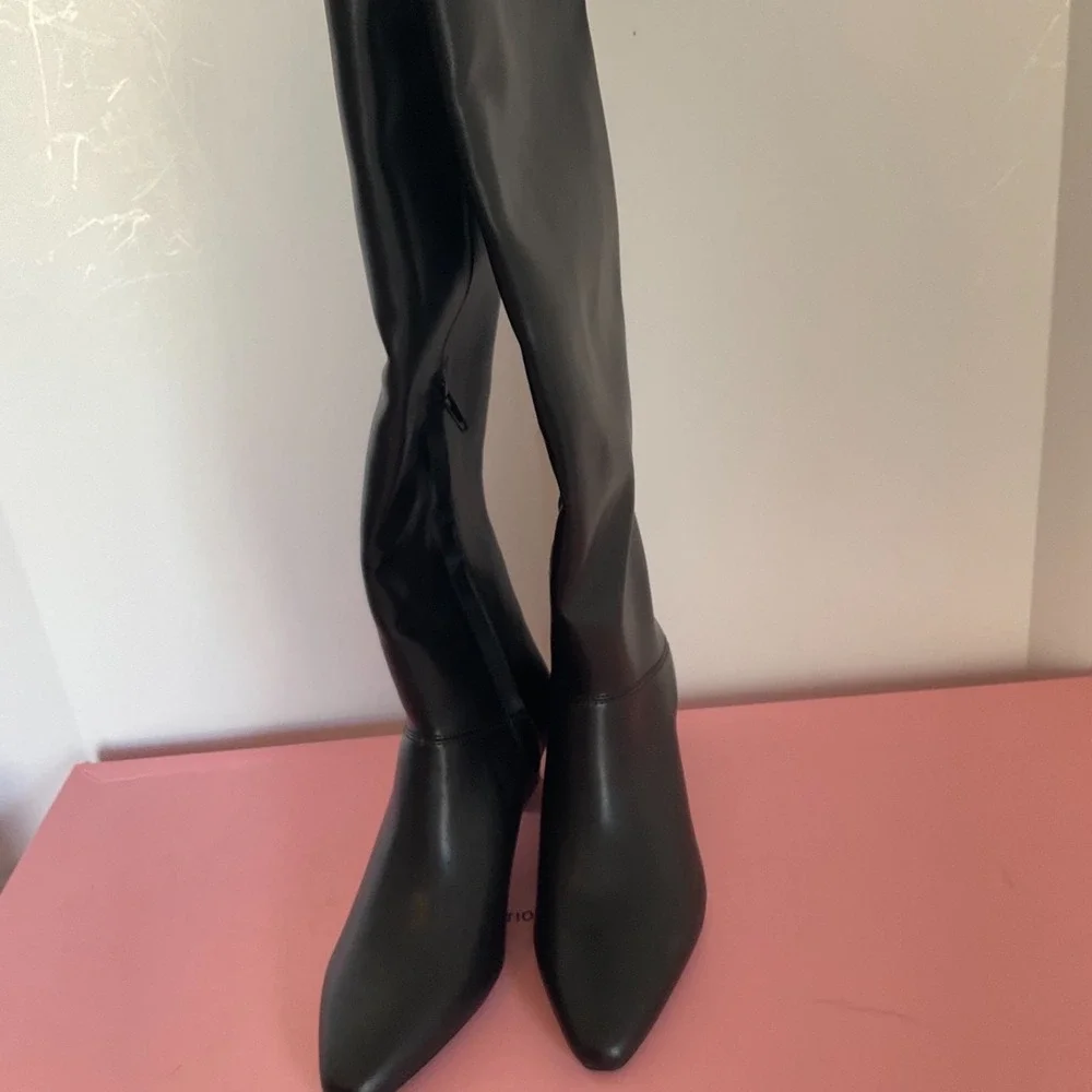 New Intentionally Blank x Anthropologie DELUCA 7 Black Soft‎ Leather Over Knee